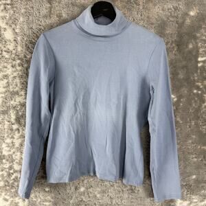 Jillian Jones Size L Minimalist Casual Turtleneck Top Gray Long Sleeve